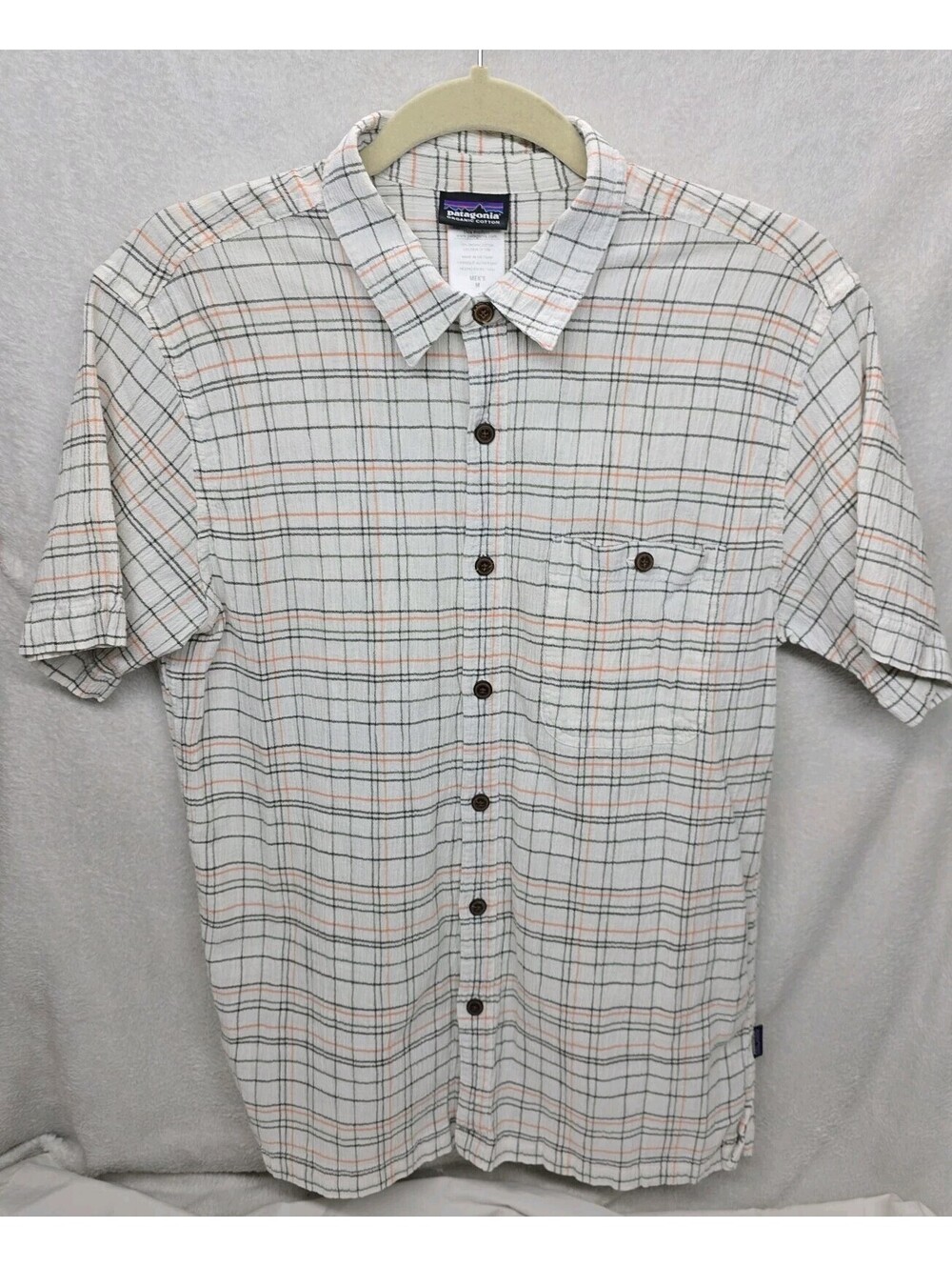 Patagonia 100% Organic Cotton Medium Button Up Short Sleeve Plaid Shirt Dadcore